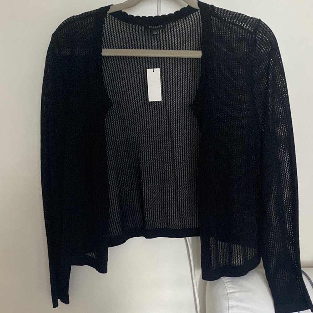 Talbots Black Open-Front Cardigan